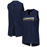 Milwaukee Brewers Levelwear Women's Paisley Chase V-Neck Tank Top On Sale
