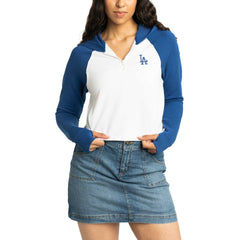 Los Angeles Dodgers Lusso Women's Jane Raglan Quarter-Zip Tri-Blend Cropped Pullover Hoodie Online