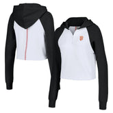 San Francisco Giants Lusso Women's Jane Raglan Quarter-Zip Tri-Blend Cropped Pullover Hoodie On Sale