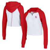 St. Louis Cardinals Lusso Women's Jane Raglan Quarter-Zip Tri-Blend Cropped Pullover Hoodie Sale