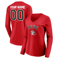 Cincinnati Reds Women's Cooperstown Collection Personalized Winning Streak Long Sleeve V-Neck T-Shirt Sale