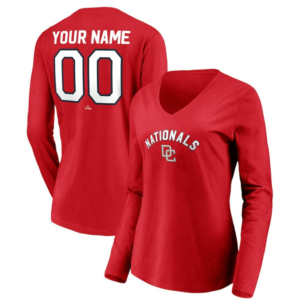 Washington Nationals Women's Cooperstown Collection Personalized Winning Streak Long Sleeve V-Neck T-Shirt discount