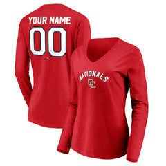 Washington Nationals Women's Cooperstown Collection Personalized Winning Streak Long Sleeve V-Neck T-Shirt discount