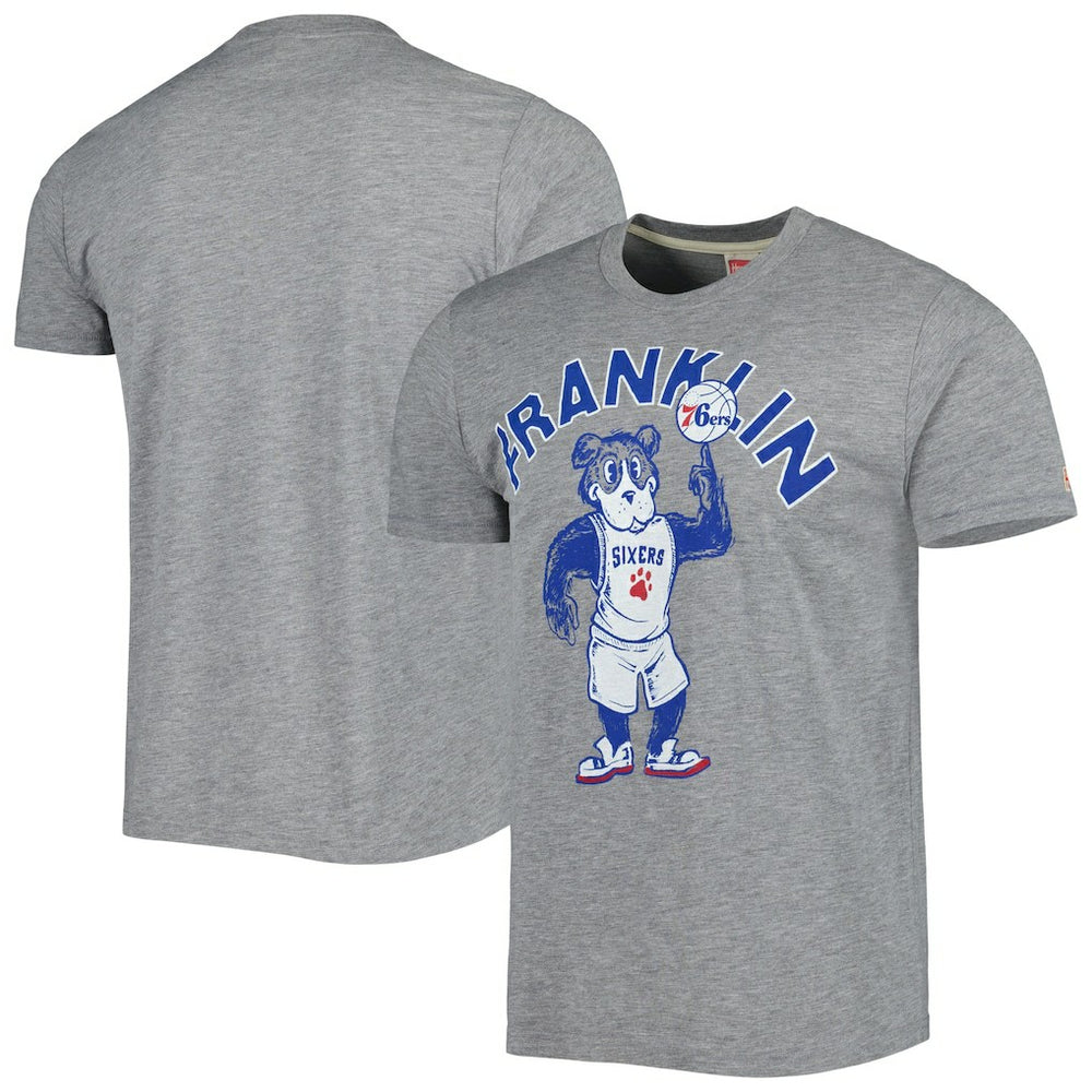 NBA - Philadelphia 76ers Homage Unisex Team Mascot Tri-Blend T-Shirt - Heather Gray