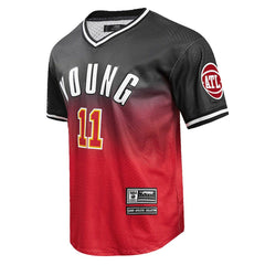 NBA - Trae Young Atlanta Hawks Post Ombre Name & Number T-Shirt - Black/Red
