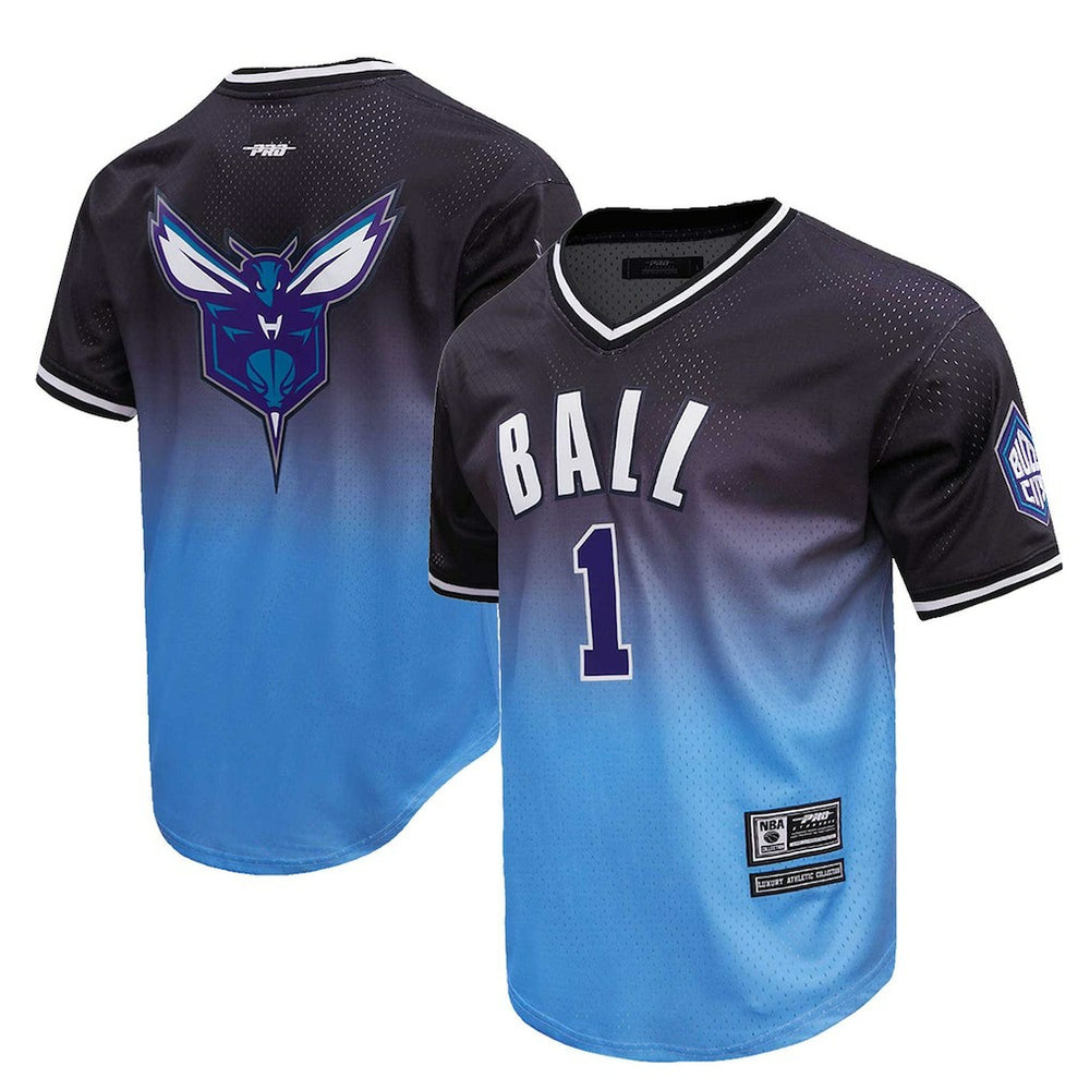 NBA - LaMelo Ball Charlotte Hornets Post Ombre Name & Number T-Shirt - Navy/Blue