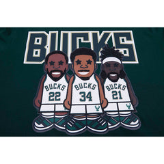 NBA - Giannis Antetokounmpo, Jrue Holiday, Khris Middleton Milwaukee Bucks Pro Standard Multi Lineup T-Shirt - Hunter Green