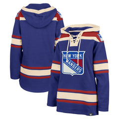New York Rangers '47 Women's Superior Lacer Pullover Hoodie Blue