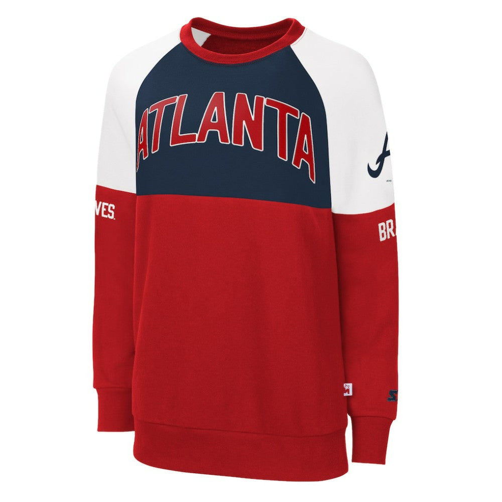 Atlanta Braves Starter Women's Baseline Raglan Pullover Sweatshirt Sale