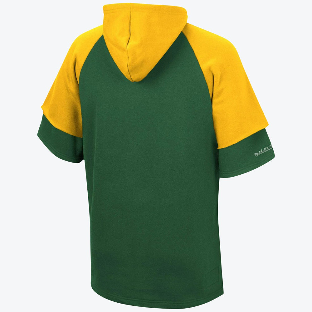 Green Bay Packers Short Sleeve Fleece Hoodie - Mitchell & Ness