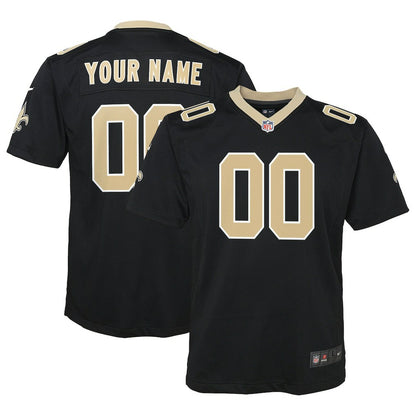 New Orleans Saints Youth Custom Game Jersey - Black | NFL Jerseys