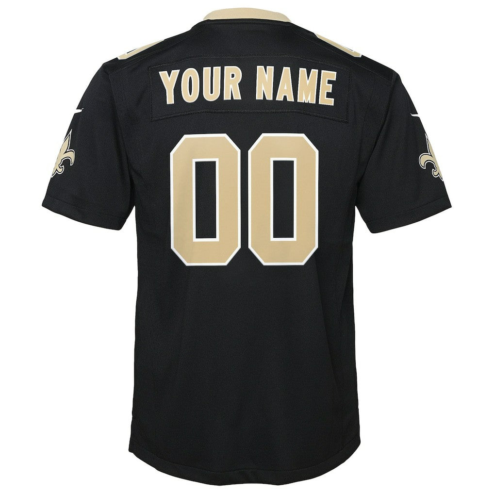 New Orleans Saints Youth Custom Game Jersey - Black | NFL Jerseys