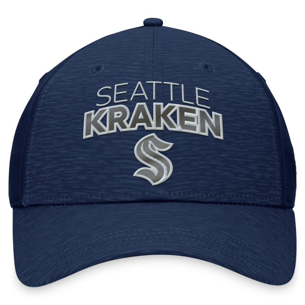 Seattle Kraken Fanatics Authentic Pro Road Stack Logo Flex Hat Deep Sea Blue