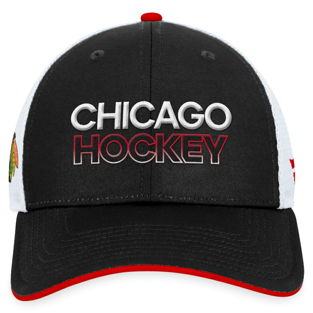 Chicago Blackhawks Fanatics Authentic Pro Rink Trucker Adjustable Hat Black