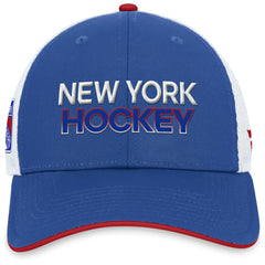New York Rangers Fanatics Authentic Pro Rink Trucker Adjustable Hat Blue