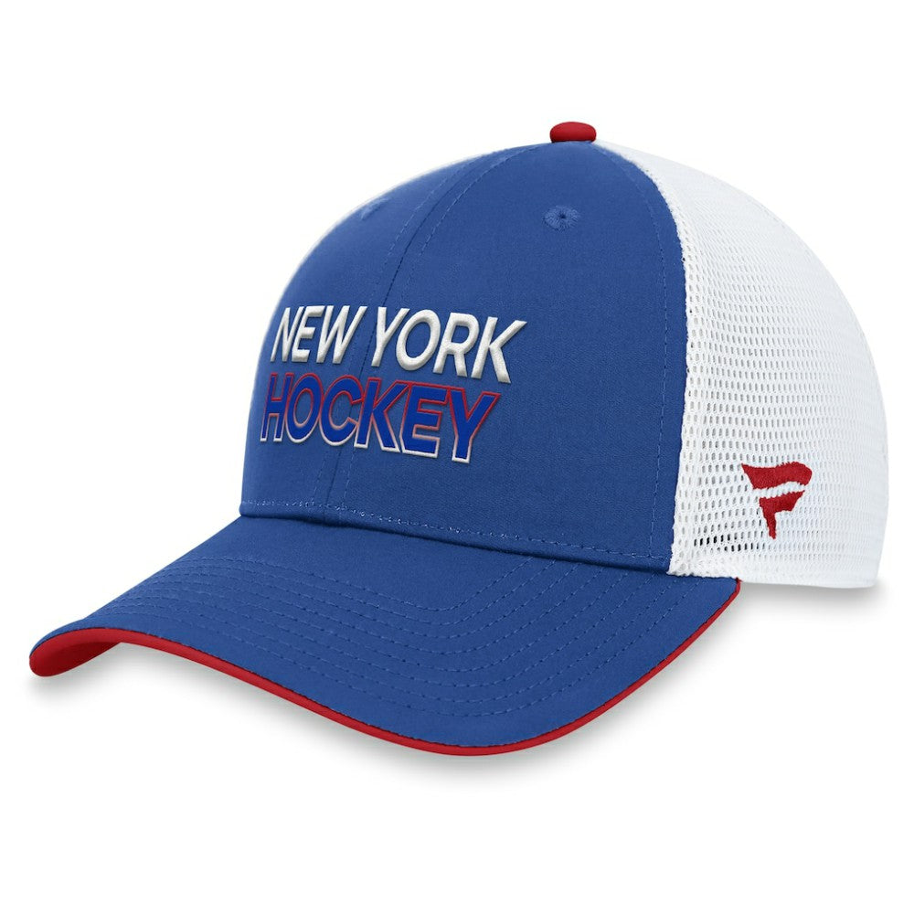 New York Rangers Fanatics Authentic Pro Rink Trucker Adjustable Hat Blue
