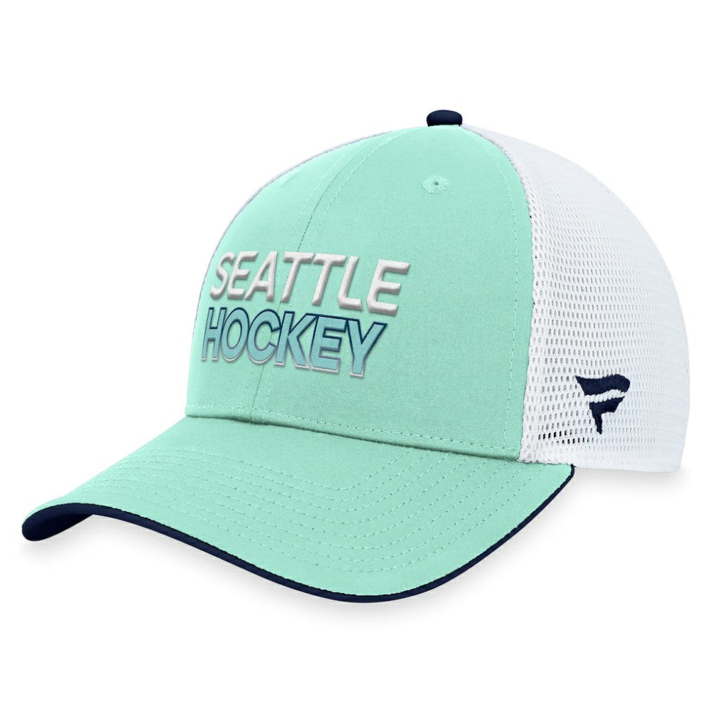 Seattle Kraken Fanatics Authentic Pro Rink Trucker Adjustable Hat Light Blue