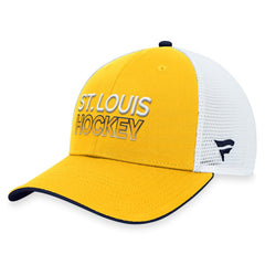 St. Louis Blues - Fanatics Authentic Pro Rink Trucker Adjustable Hat Gold