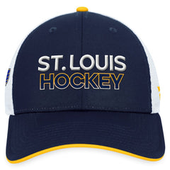 St. Louis Blues - Fanatics Authentic Pro Rink Trucker Adjustable Hat Navy