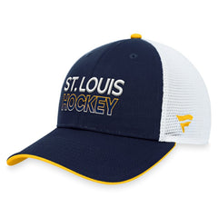 St. Louis Blues - Fanatics Authentic Pro Rink Trucker Adjustable Hat Navy