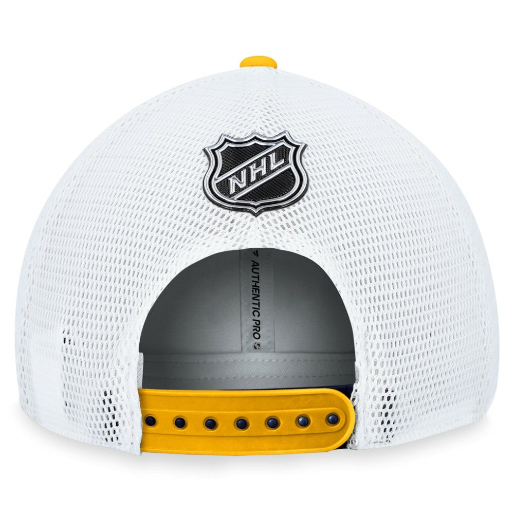 St. Louis Blues - Fanatics Authentic Pro Rink Trucker Adjustable Hat Navy