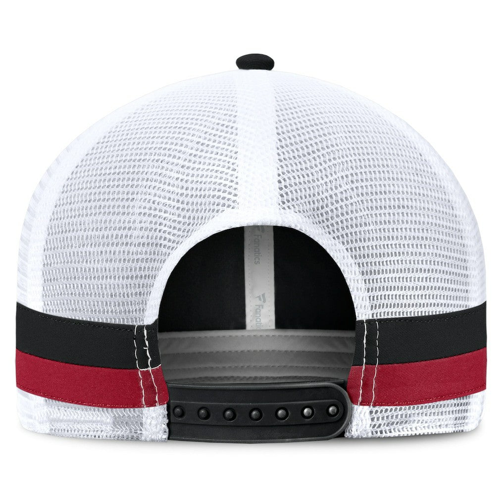 Atlanta Falcons Fundamentals Side Stripe Trucker Adjustable Hat Black/White - Fanatics