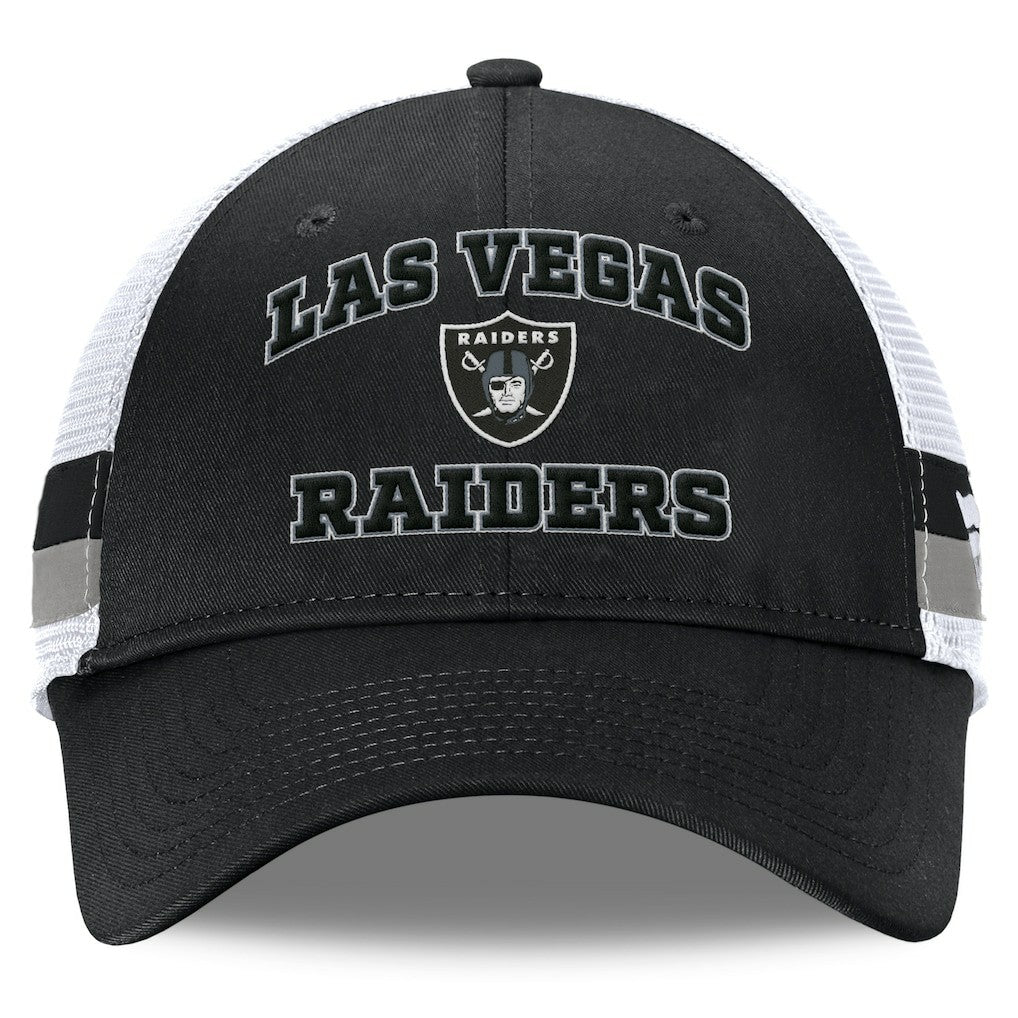 Las Vegas Raiders Fundamentals Side Stripe Trucker Adjustable Hat Black/White - Fanatics