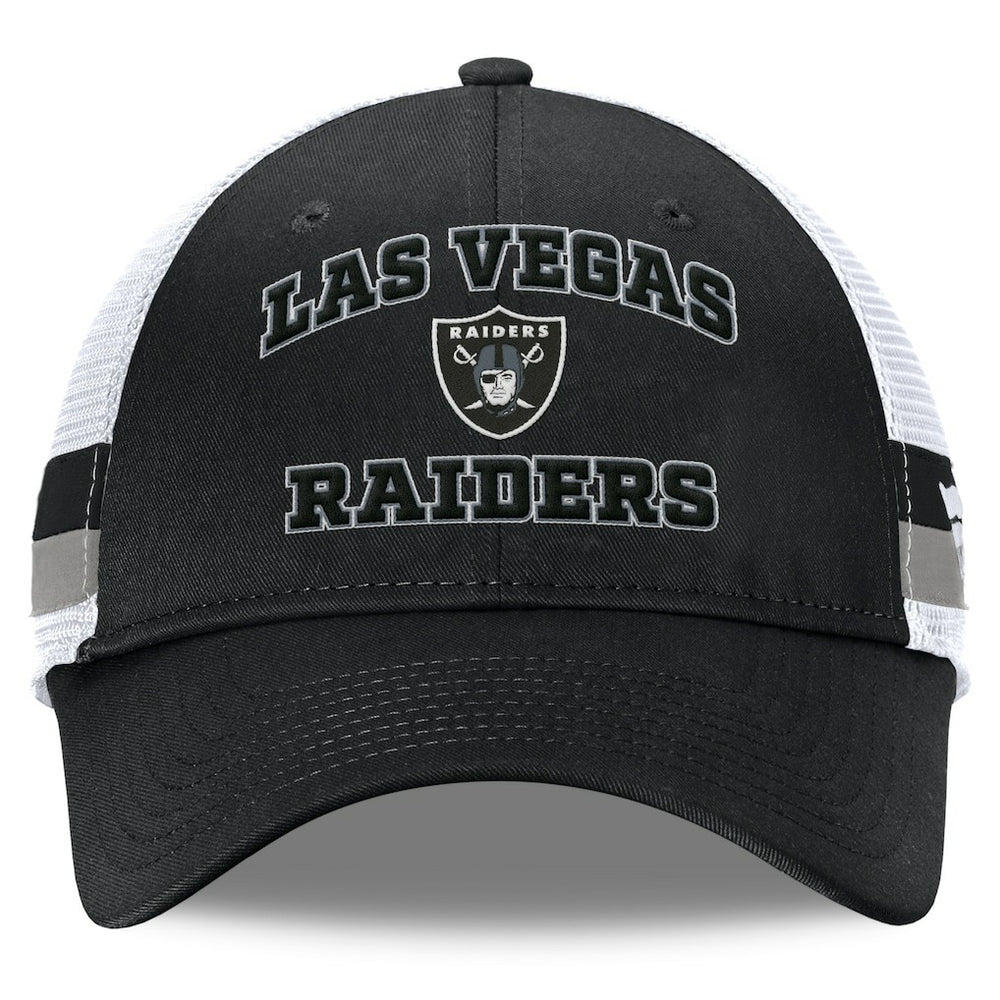 Las Vegas Raiders Fundamentals Side Stripe Trucker Adjustable Hat Black/White - Fanatics