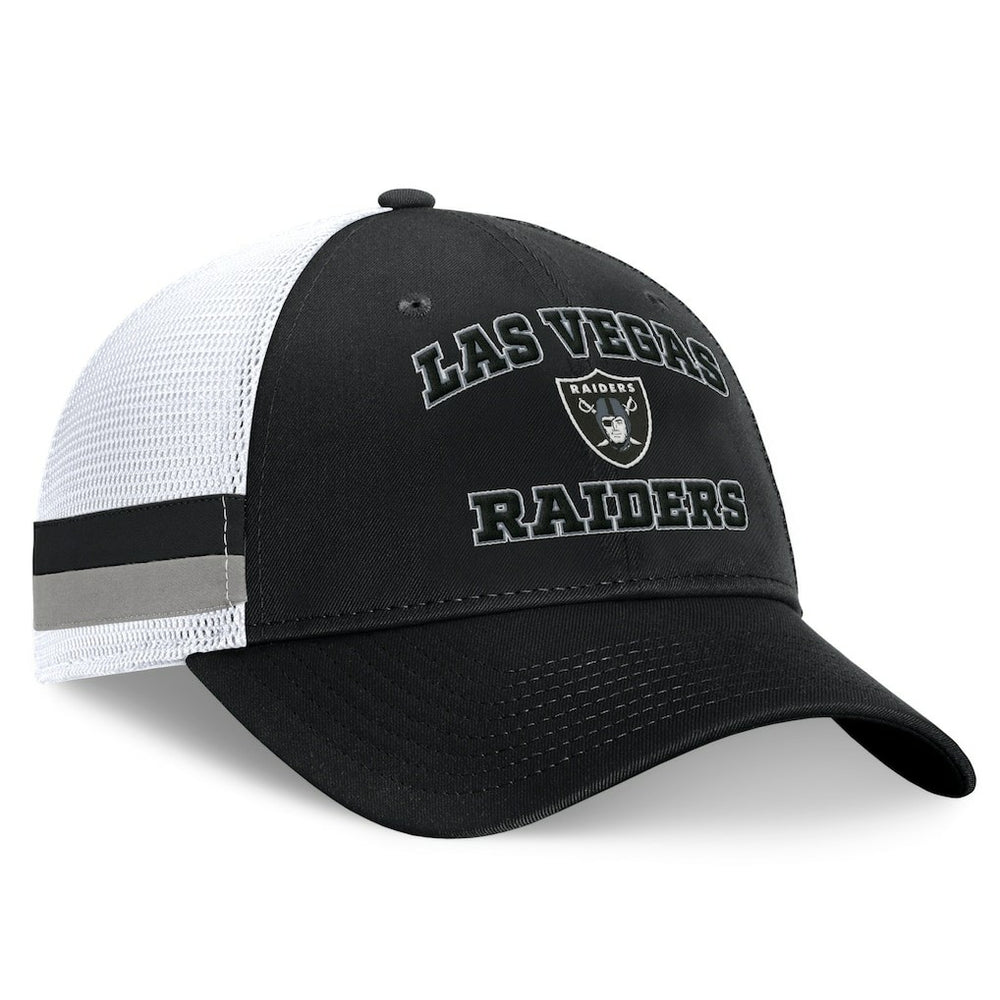Las Vegas Raiders Fundamentals Side Stripe Trucker Adjustable Hat Black/White - Fanatics
