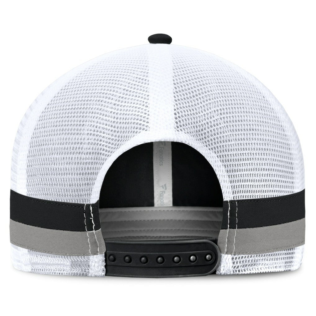 Las Vegas Raiders Fundamentals Side Stripe Trucker Adjustable Hat Black/White - Fanatics