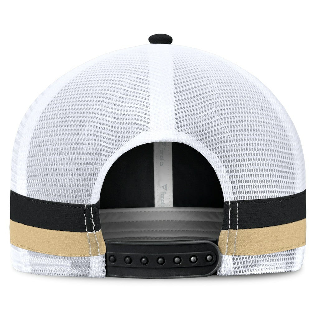 New Orleans Saints Fundamentals Side Stripe Trucker Adjustable Hat Black/White - Fanatics