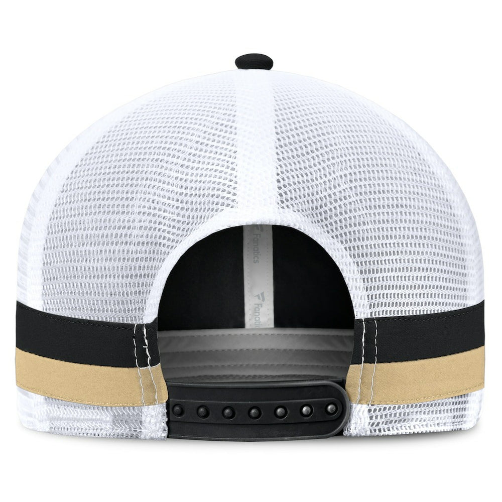 New Orleans Saints Fundamentals Side Stripe Trucker Adjustable Hat Black/White - Fanatics