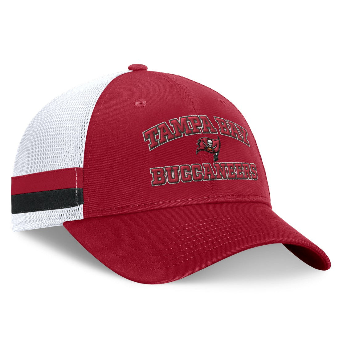 Tampa Bay Buccaneers Fundamentals Side Stripe Trucker Adjustable Hat Red/White - Fanatics