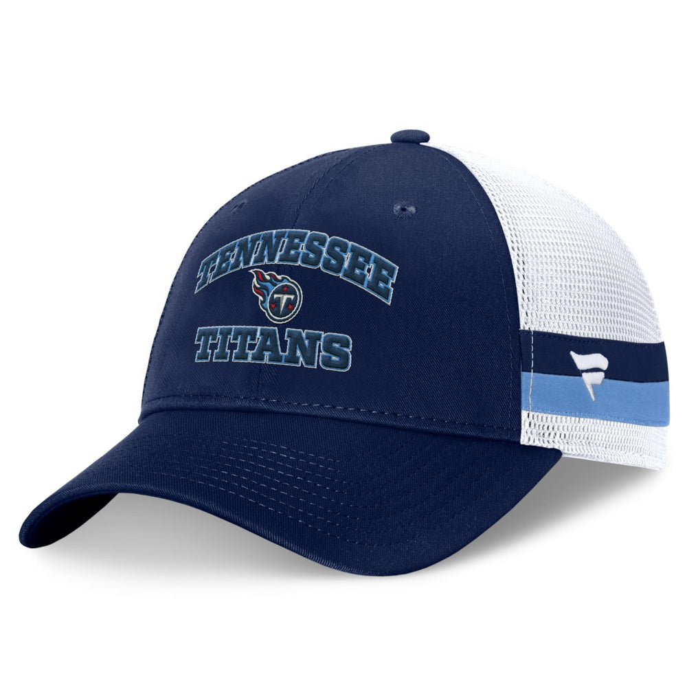 Tennessee Titans Fundamentals Side Stripe Trucker Adjustable Hat Navy/White - Fanatics
