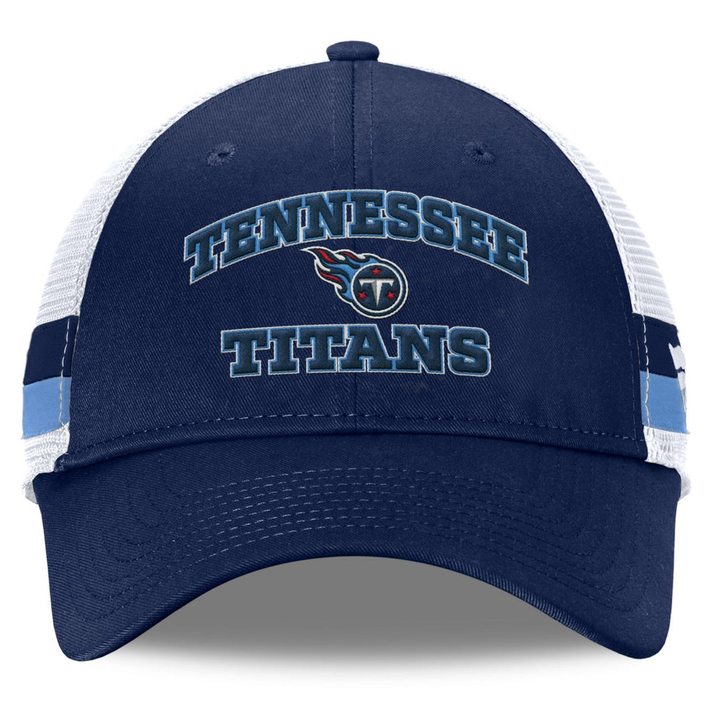 Tennessee Titans Fundamentals Side Stripe Trucker Adjustable Hat Navy/White - Fanatics