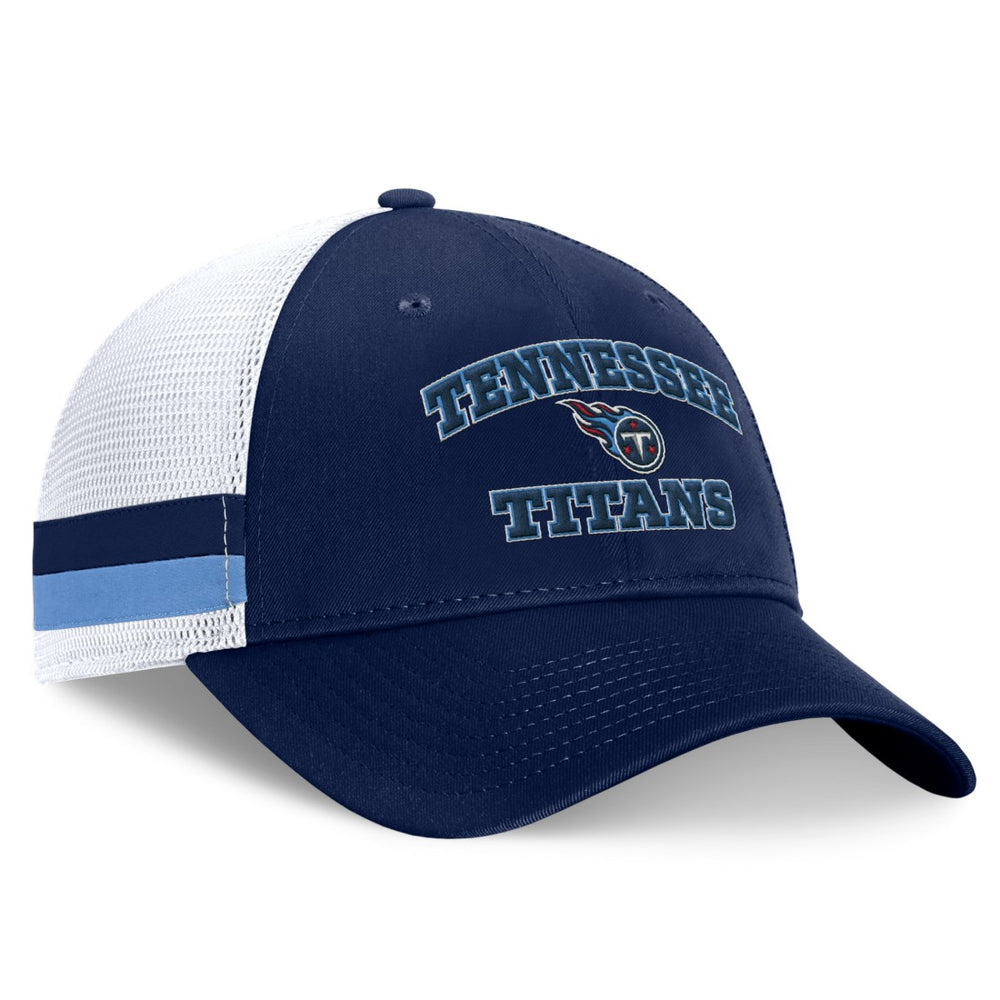 Tennessee Titans Fundamentals Side Stripe Trucker Adjustable Hat Navy/White - Fanatics