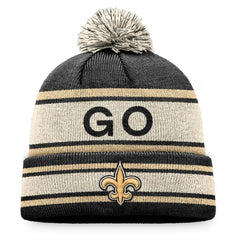 New Orleans Saints Heritage Cuffed Knit Hat with Pom Black - Fanatics