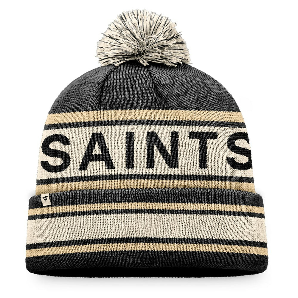 New Orleans Saints Heritage Cuffed Knit Hat with Pom Black - Fanatics