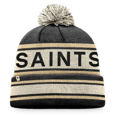 New Orleans Saints Heritage Cuffed Knit Hat with Pom Black - Fanatics