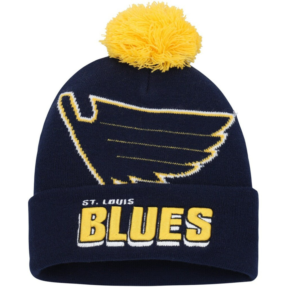 St. Louis Blues - Mitchell & Ness Punch Out Cuffed Knit Hat with Pom Blue