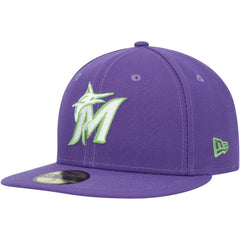 Miami Marlins New Era Lime Side Patch 59FIFTY Fitted Hat for sale