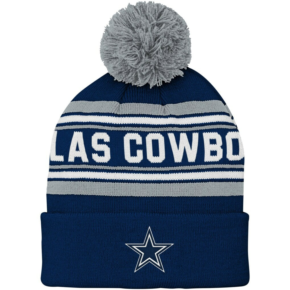 Dallas Cowboys Youth Jacquard Cuffed Knit Hat with Pom Navy - NFL