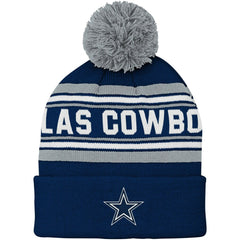 Dallas Cowboys Youth Jacquard Cuffed Knit Hat with Pom Navy - NFL