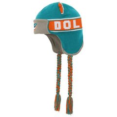 Miami Dolphins Youth Wordmark Ears Trooper Knit Hat Aqua - NFL