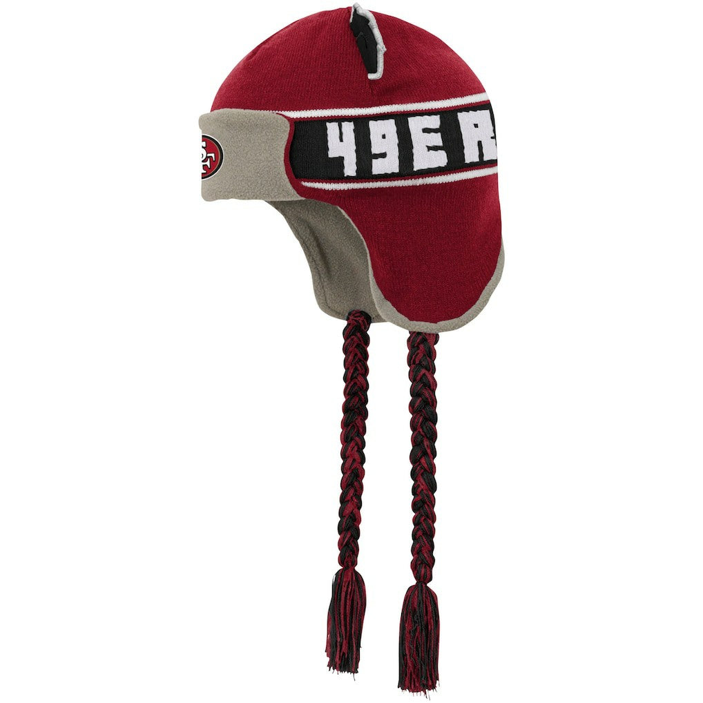 San Francisco 49ers Youth Wordmark Ears Trooper Knit Hat Scarlet - NFL