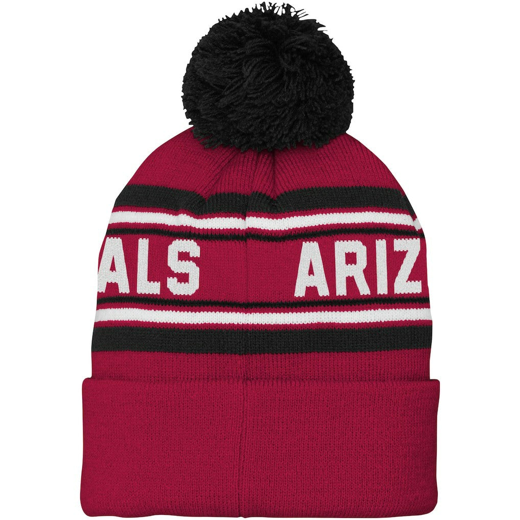 Arizona Cardinals Youth Jacquard Cuffed Knit Hat with Pom Cardinal - NFL