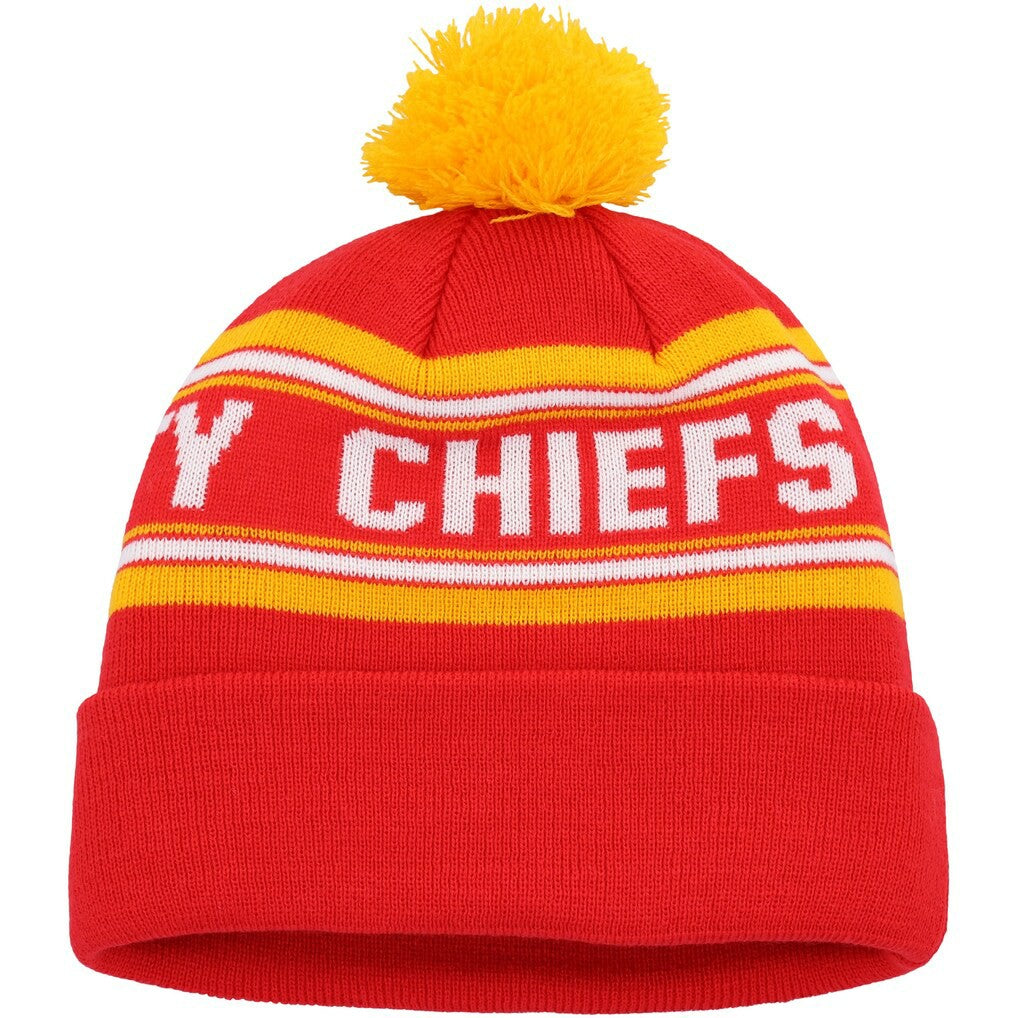 Kansas City Chiefs Youth Jacquard Cuffed Knit Hat with Pom Red - NFL