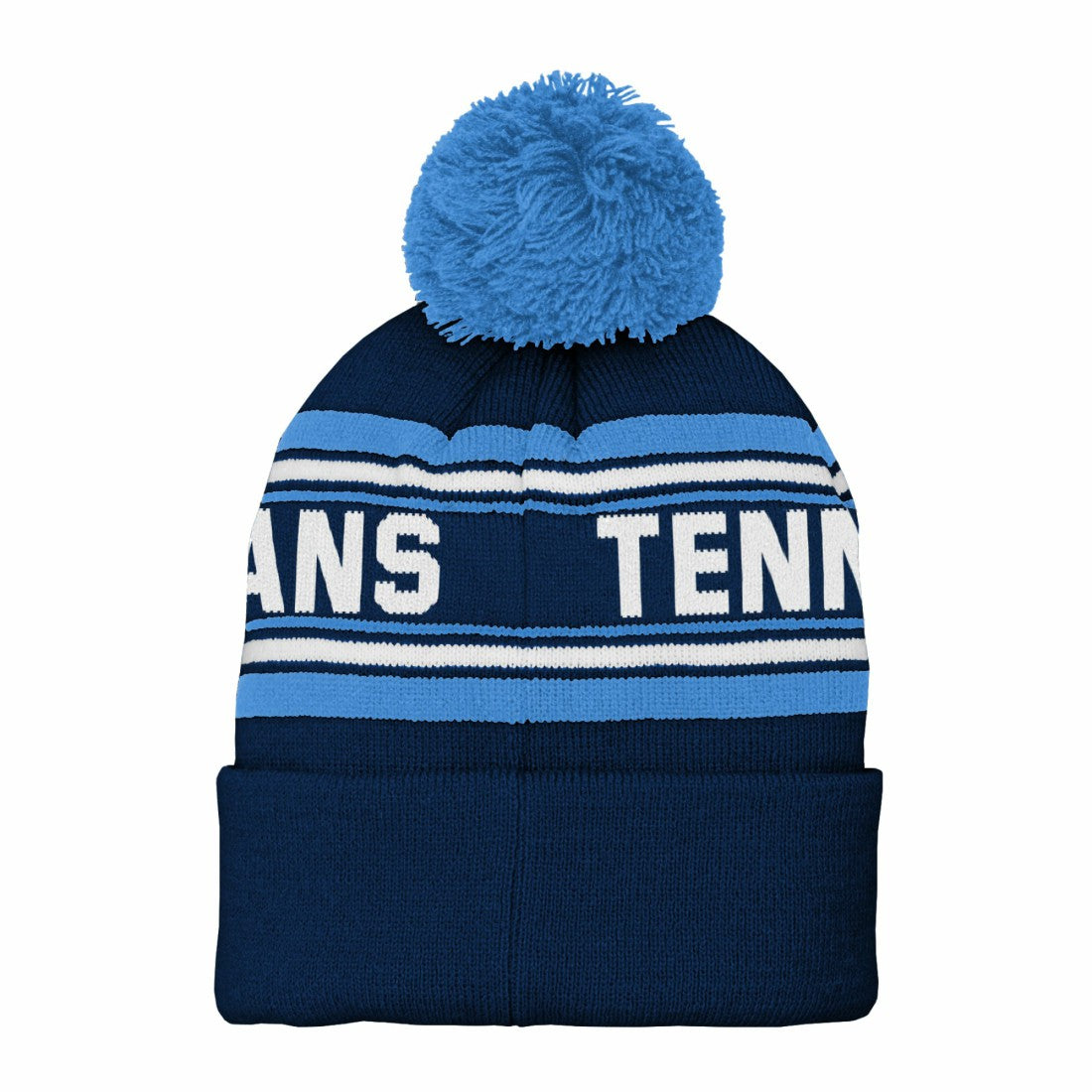 Tennessee Titans Youth Jacquard Cuffed Knit Hat with Pom Navy - NFL