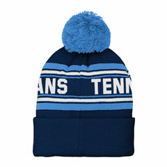 Tennessee Titans Youth Jacquard Cuffed Knit Hat with Pom Navy - NFL