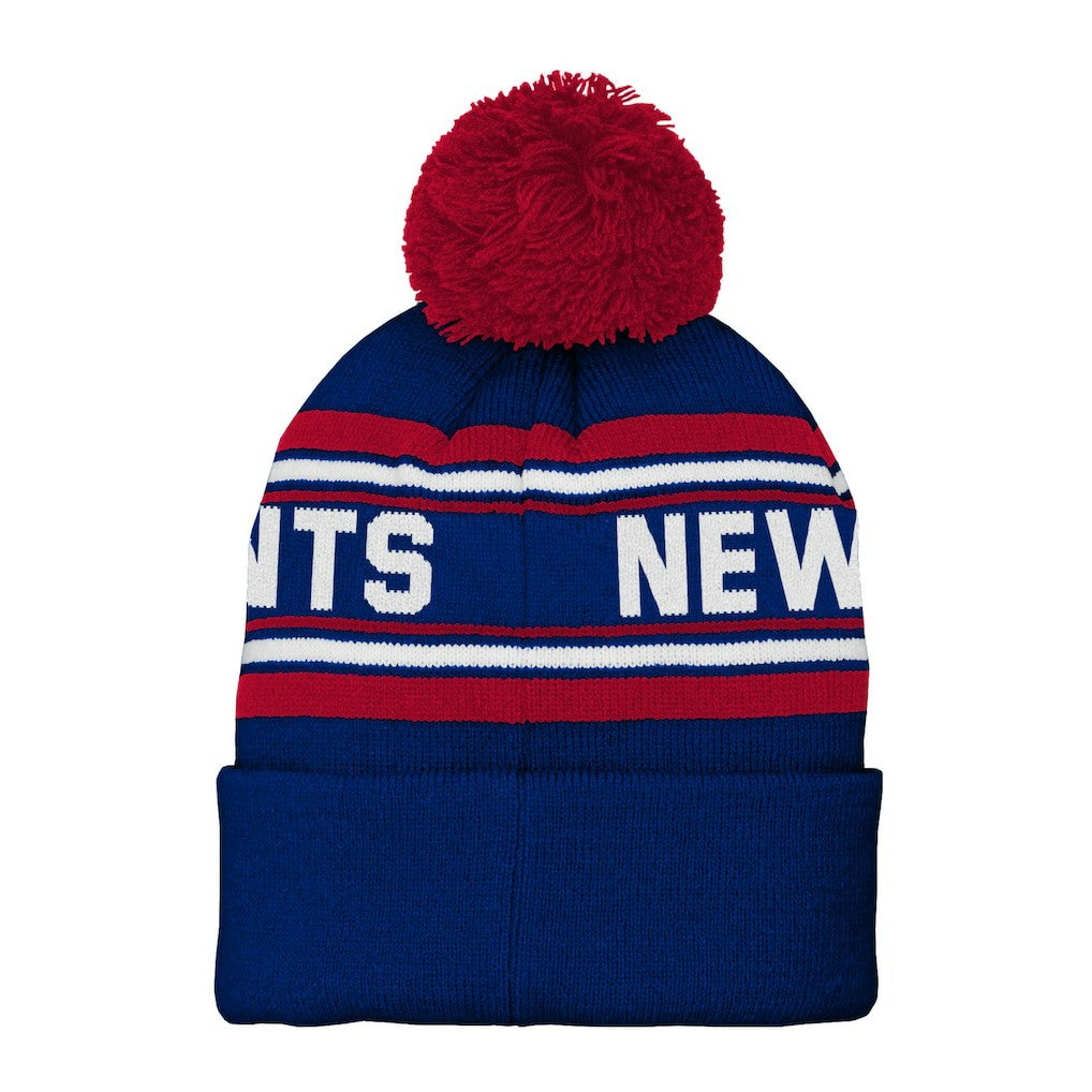 New York Giants Preschool Jacquard Cuffed Knit Hat with Pom Royal - NFL